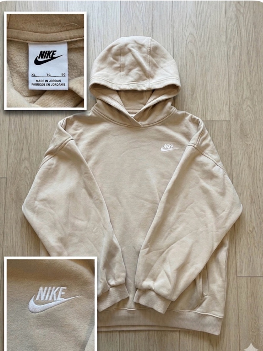 Nike Fleece Pullover in Light Beige